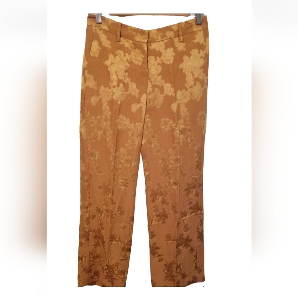 ALYSI Chocolat Retro Jacquard Women's Pants Size 2 NWT